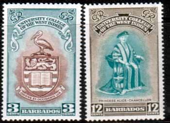 Barbados 1951 British West Indies University College Set Fine Mint