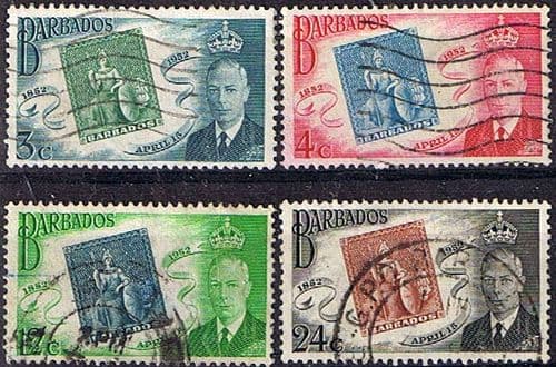 Barbados 1952 Barbados Stamp Centenary Set Fine Used