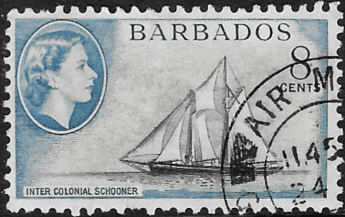 Barbados 1953 QE II SG 295 Frances W. Smith Schooner Fine Used