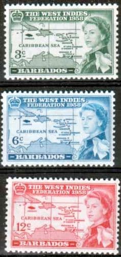 Barbados 1958 B W I Federation Set Fine Mint