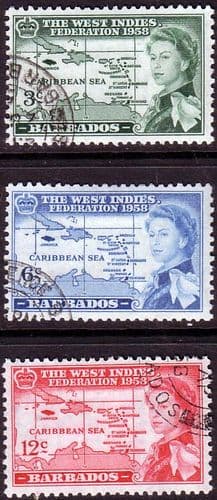 Barbados 1958 B W I Federation Set Fine Used
