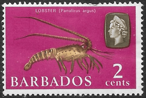 Barbados 1965 QE II SG 323 Marine Life Lobster Fine Mint