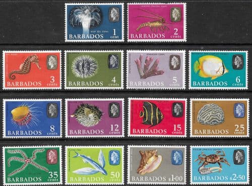 Barbados 1965 Queen Elizabeth II Marine Life Set Fine Mint