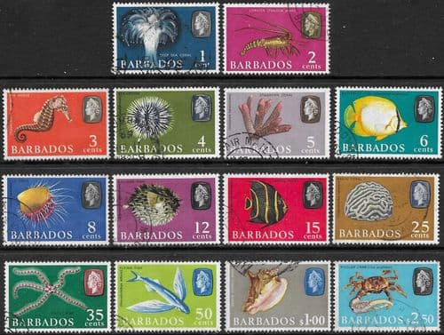 Barbados 1965 Queen Elizabeth II Marine Life Set Fine Used