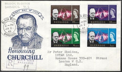 Barbados 1966 Churchill Set on First Day Cover