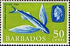 Barbados 1966 QE II SG 353w Marine Life Four-winged Flyingfish Fine Mint