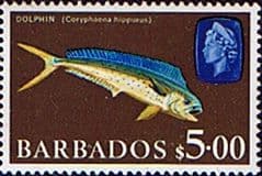 Barbados 1966 QE II SG 355a Marine Life Dolphin Fish Fine Mint