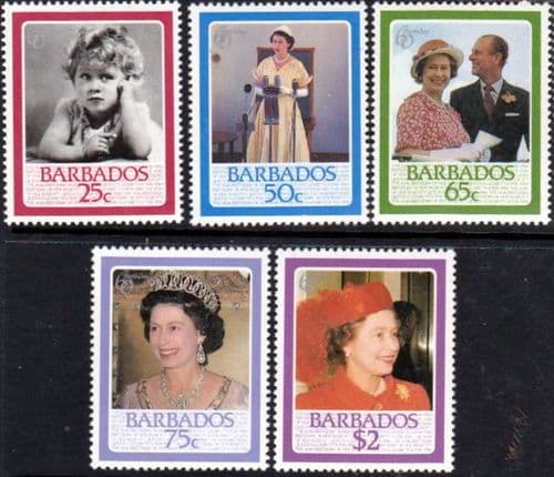 Barbados 1986 Queen Elizabeth II 60th Birthday Set Fine Mint