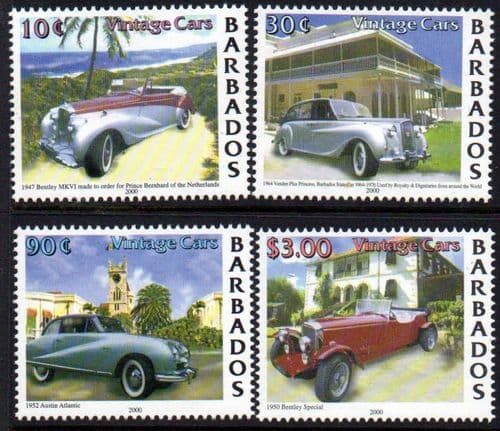 Barbados 2000 Vintage Cars Set Fine Mint