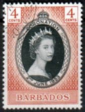 Barbados Queen Elizabeth II 1953 Coronation Fine Used