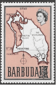 Barbuda 1970 Map of Barbuda surch 20c on ½c SG 79 Fine Mint