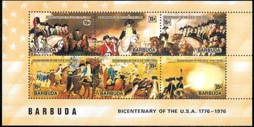 Barbuda 1976 Bicentenary of American Revolution Miniature Sheet Sg Ms 261a Fine Mint