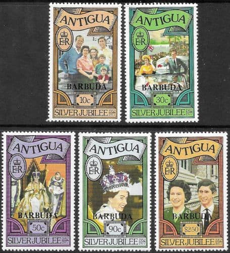 Barbuda 1977 Royal Silver Jubilee Set Overprinted Issue Fine Mint
