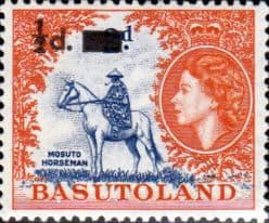 Basutoland 1959 SG 54 Queen Elizabeth Mosuto Horseman Surcharged Fine Mint