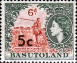 Basutoland 1961 Queen Elizabeth Herd Boy with Lesiba Surcharged SG 63 Fine Mint