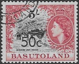 Basutoland 1961 Queen Elizabeth Mission Cave House Surcharged SG 67a Fine Used