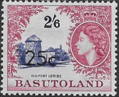 Basutoland 1961 Queen Elizabeth Old Fort Leribe Surcharged SG 66a Fine Mint