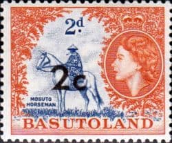 Basutoland 1961 SG 60 Queen Elizabeth Mosuto Horseman Surcharged Fine Used