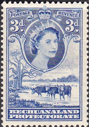 Bechuanaland 1955 Queen Elizabeth Baobab Tree and Cattle SG 146 Fine Mint