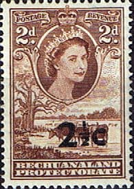 Bechuanaland 1961 Queen Elizabeth Baobab Tree and Cattle Decimal Surcharge SG 159 Fine Mint