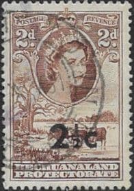 Bechuanaland 1961 Queen Elizabeth Baobab Tree and Cattle Decimal Surcharge SG 159a Fine Used