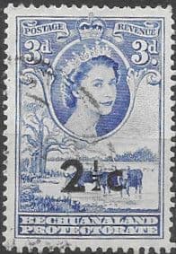 Bechuanaland 1961 Queen Elizabeth Baobab Tree and Cattle Decimal Surcharge SG 160 Fine Used