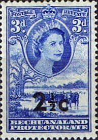 Bechuanaland 1961 Queen Elizabeth Baobab Tree and Cattle Decimal Surcharge SG 160 Fine Mint