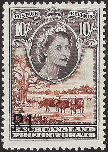 Bechuanaland 1961 Queen Elizabeth Baobab Tree and Cattle Decimal Surcharge SG 167b Fine Mint