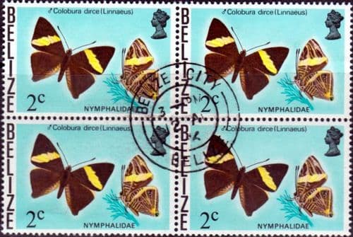 Belize 1974 Butterflies SG 382 Block Fine Used