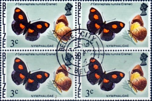 Belize 1974 Butterflies SG 383 Block Fine Used