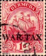 Bermuda 1918 King George V Galleon Overprinted War Tax SG 56 Fine Used