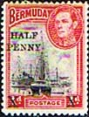 Bermuda 1940 King George VI SG 122 Surcharged Half Penny Fine Mint
