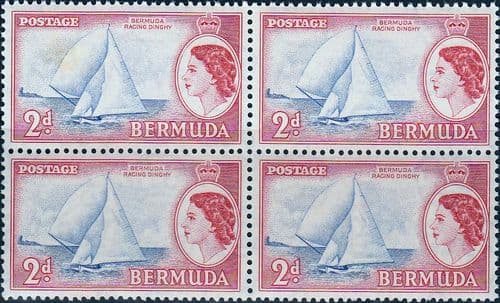 Bermuda 1953 Queen Elizabeth SG 138 Racing Dinghy Fine Mint Block of 4