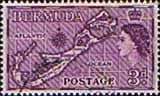 Bermuda 1953 Queen Elizabeth SG 140 Map Fine Used