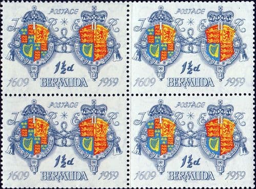 Bermuda 1959 350th Anniv of Settlement SG 157 Fine Mint Block of 4