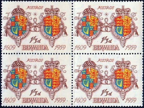 Bermuda 1959 350th Anniv of Settlement SG 162 Fine Mint Block of 4