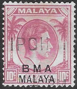BMA 1945 Straits Settlements stamps optd B M A MALAYA (Magenta) SG 9 Fine Used