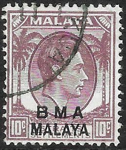 BMA 1945 Straits Settlements stamps optd B M A MALAYA SG 8 Fine Used