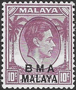 BMA 1945 Straits Settlements stamps optd B M A MALAYA SG 8b Fine Mint