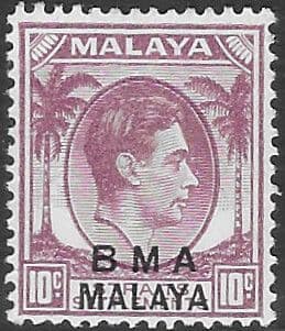 BMA 1945 Straits Settlements stamps optd B M A MALAYA SG 9 Fine Mint