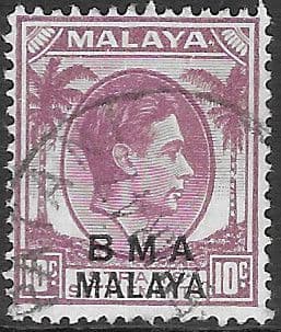 BMA 1945 Straits Settlements stamps optd B M A MALAYA SG 9 Fine Used