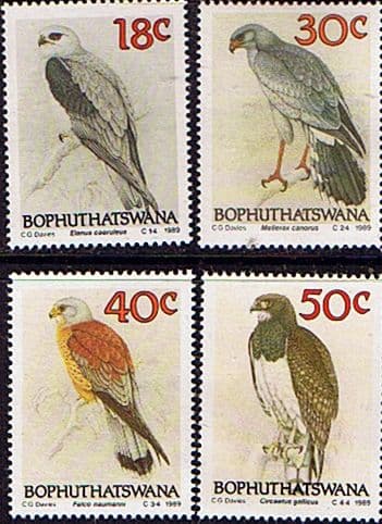 Bophuthatswana 1989 Birds of Prey. Paintings by Claude Finch-Davies Set Fine Mint