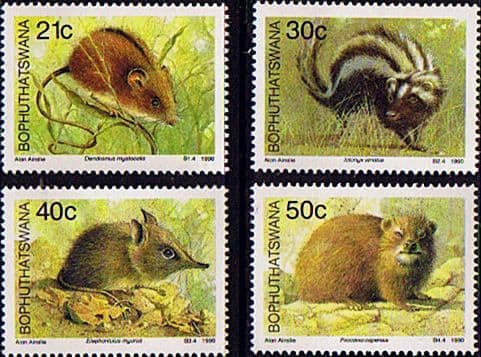 Bophuthatswana 1990 Animals Small Mammals Set Fine Mint
