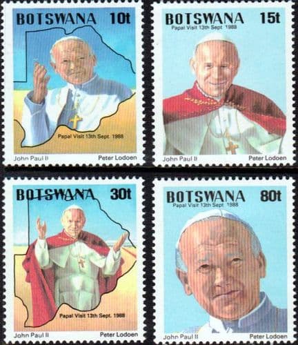 Botswana 1988 Visit of Pope John Paul II Set Fine Mint