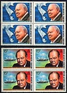 British Antarctic Territory 1974 Churchill Centenary Set Fine Mint Block of 4