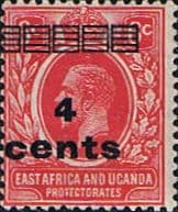 British East Africa and Uganda 1919 King George V Overprint SG 64 Fine Mint