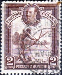 British Guiana 1934 King George V SG 289 Indian Shooting Fish Fine Used