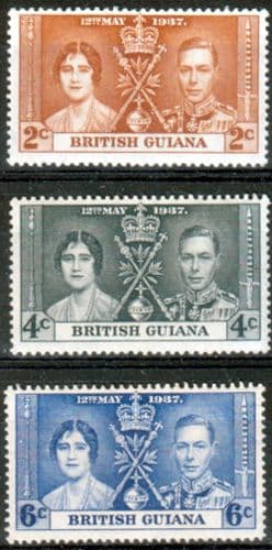 British Guiana 1937 King George VI Coronation Set Fine Mint