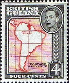 British Guiana 1938 King George VI SG 310 Map of South America Fine Mint