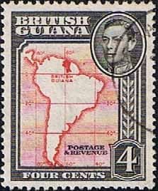 British Guiana 1938 King George VI SG 310 Map of South America Fine Used